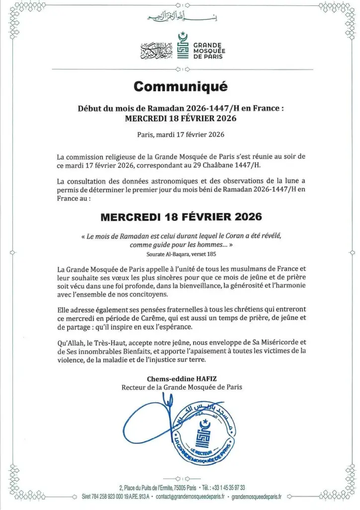 Institutions musulmanes françaises réunies autour des annonces du Ramadan 2026.